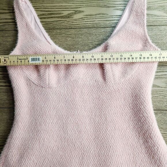 Sau Lee Anthropologie Alexa Tank Dress 8 Pink Fuzzy Knit Sleeveless Bodycon Mini - Picture 10 of 12